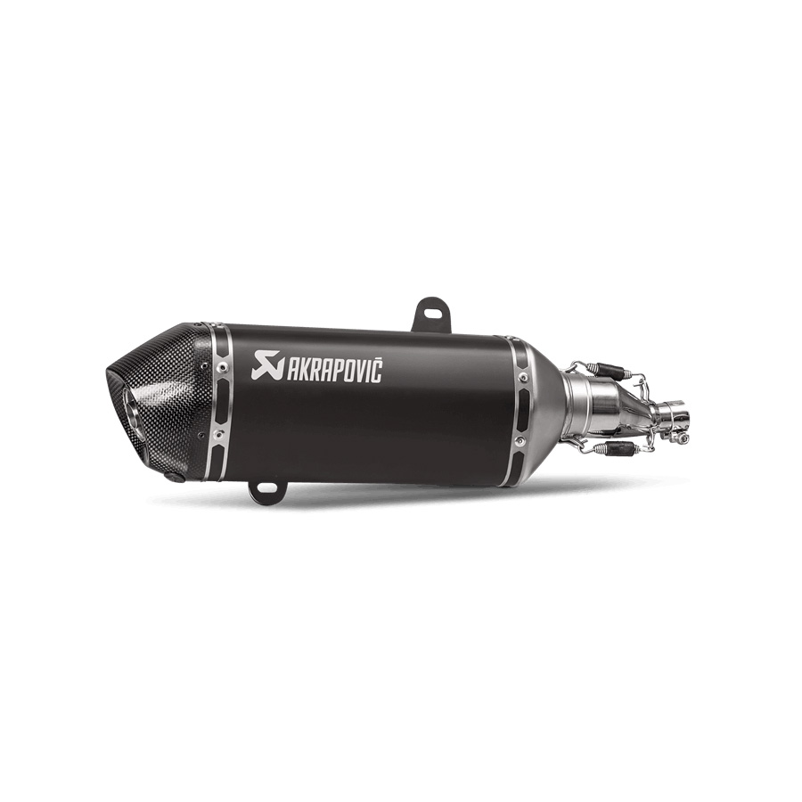 Silenziatore omologato Acciaio nero con fondello in carbonio linea scooter Akrapovic per VESPA GTS 125/150 2021-2024