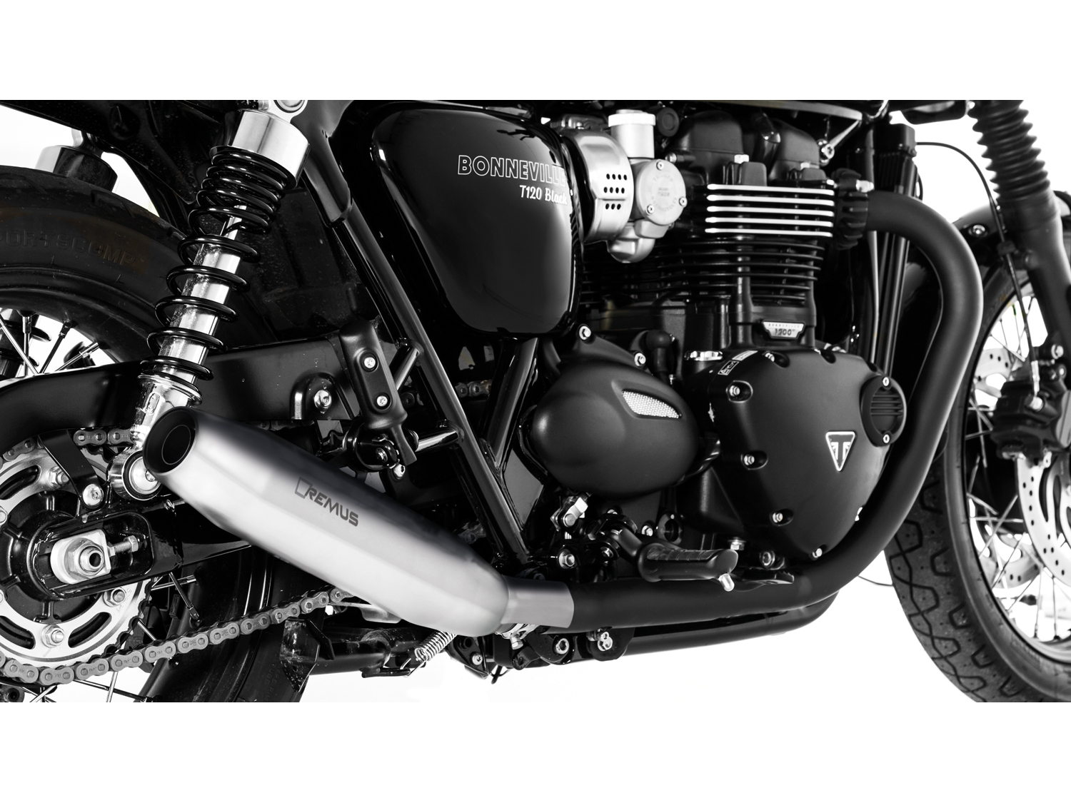 Coppia silenziatori Remus Custom acciaio cromato omologati per TRIUMPH BONNEVILLE T120 2016-2020