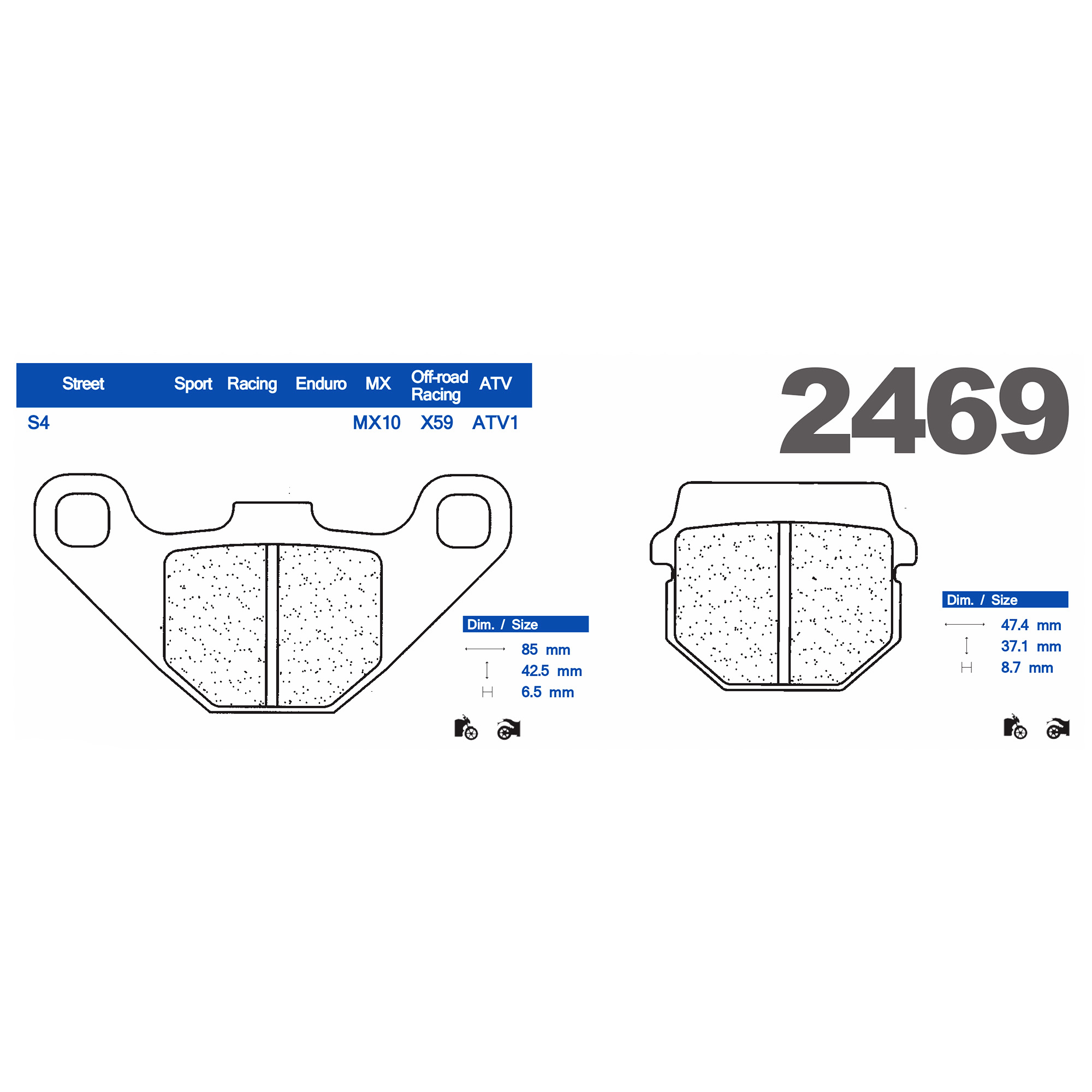 Set pastiglie freno anteriori CL-Brakes serie S4 per KAWASAKI KX 250 1982