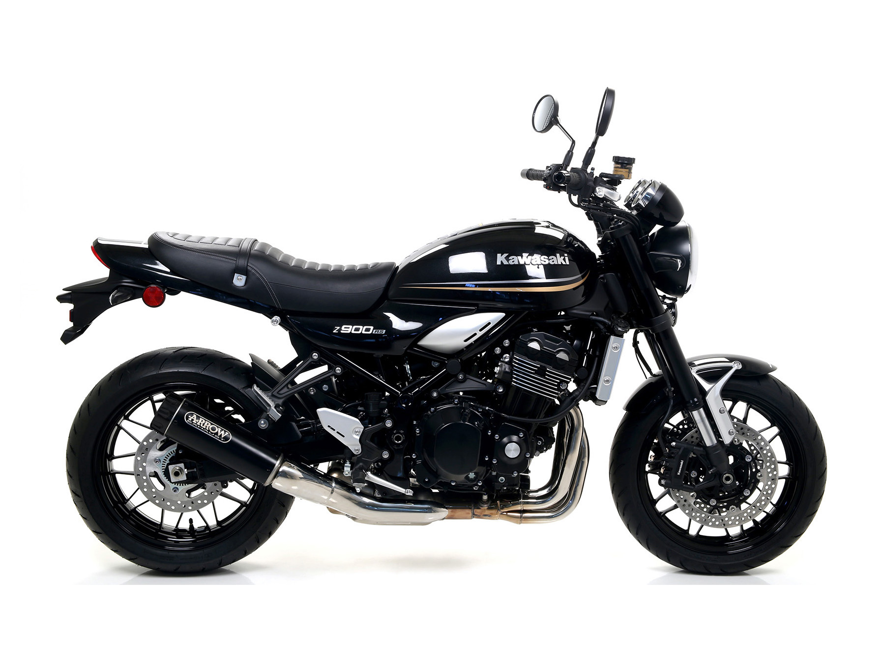 Terminale omologato Arrow Rebel Nichrom Dark fondello alluminio dark per KAWASAKI Z 900 RS 2017-2020