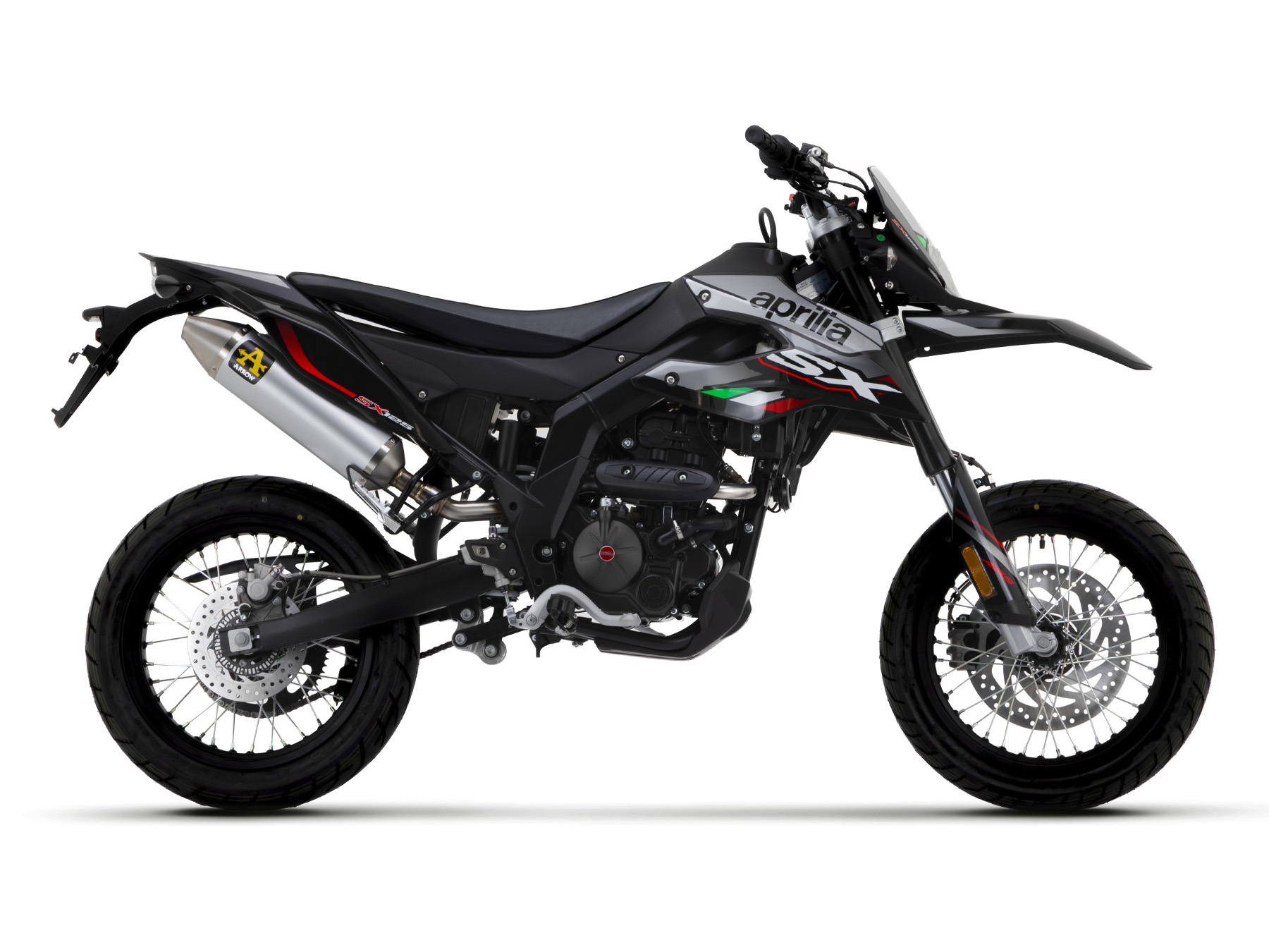 Terminale omologato Arrow Thunder Alluminio fondello acciaio per APRILIA RX 125 2021-2024