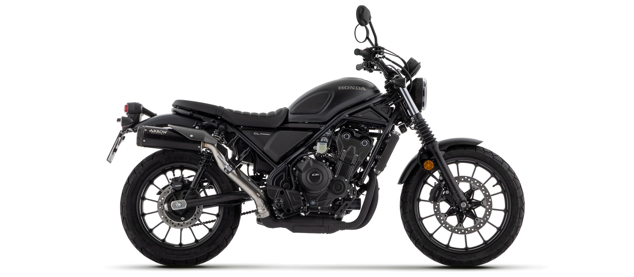 Terminale omologato Arrow Rebel Nichrom Dark fondello alluminio dark per HONDA CL 500 2023-2024
