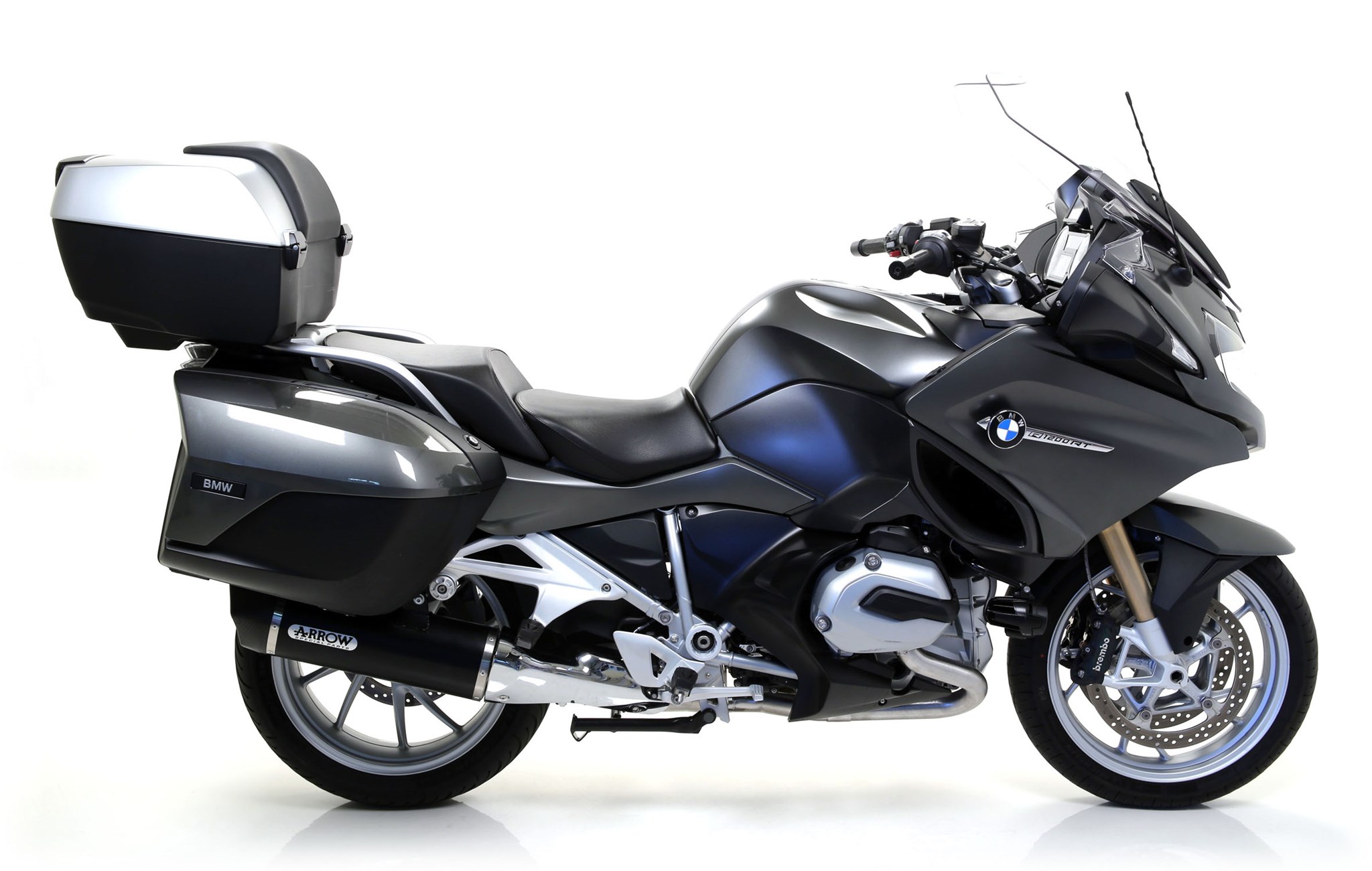 Terminale omologato Arrow Maxi Race Tech Alluminio Dark fondello carbonio per BMW R 1200 RT 2014-2016
