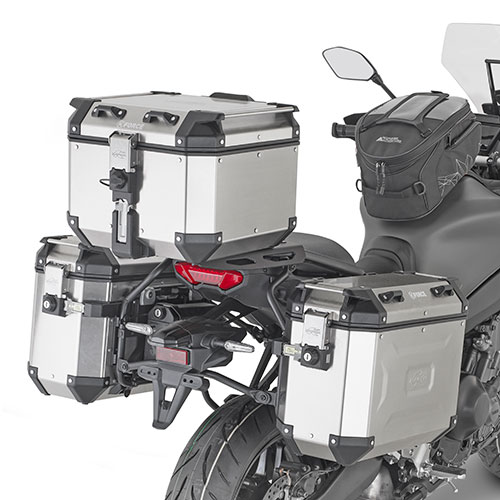 Portavaligie laterale specifico Kappa KL ONE-FIT configurato per valigie MONOKEY CAM-SIDE per YAMAHA TRACER 9 /GT 2025-2026