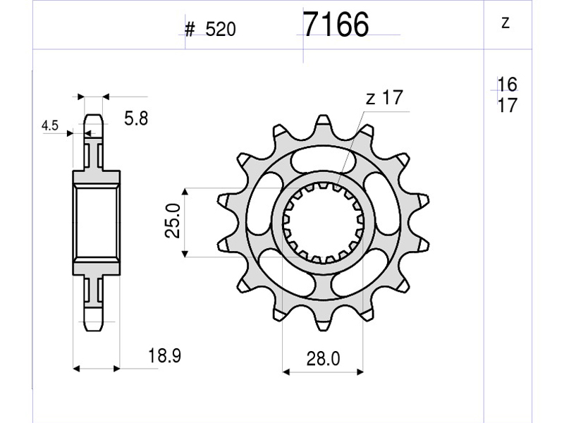 Pignone 7166 passo 520 con 15 denti