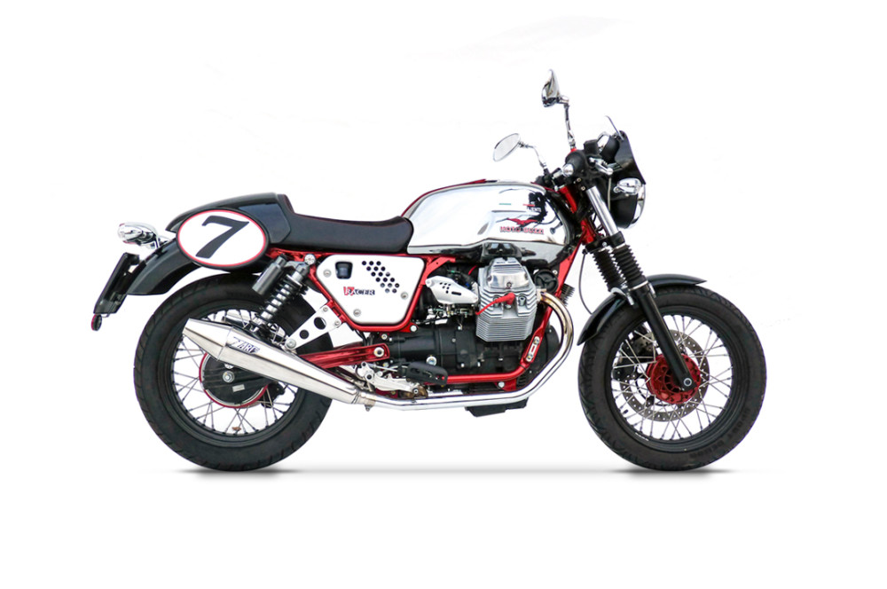 Slip-on Zard Conico Acciaio Inox Omologato Lucidato per MOTO GUZZI CAFE' RACER 2009-2012