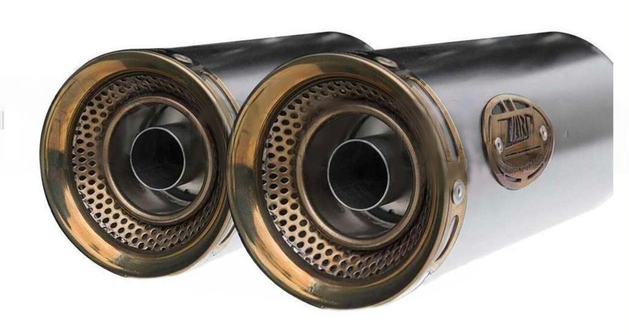 Slip-on Zard "SLIM" Omologato Acciaio Inox Satinato con Fondello Bronzato per MOTO GUZZI V9 BOBBER/ROAMER 2016-2019