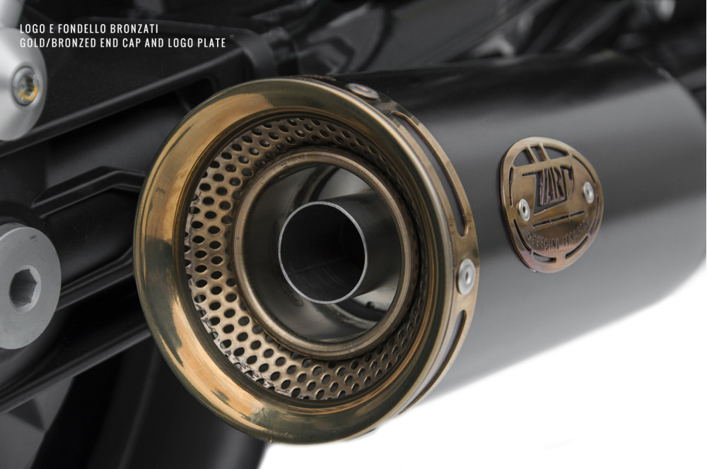 Slip-on Zard "SLIM" Omologato Acciaio Inox Nero con Fondello Bronzato per MOTO GUZZI V9 BOBBER/ROAMER 2016-2019