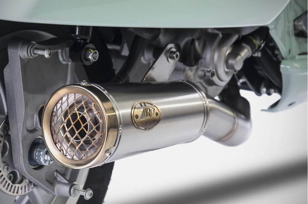 Silenziatore Zard Acciaio Inox Satinato Racing con fondello bronzato per PIAGGIO VESPA GTS 300 2020-2023