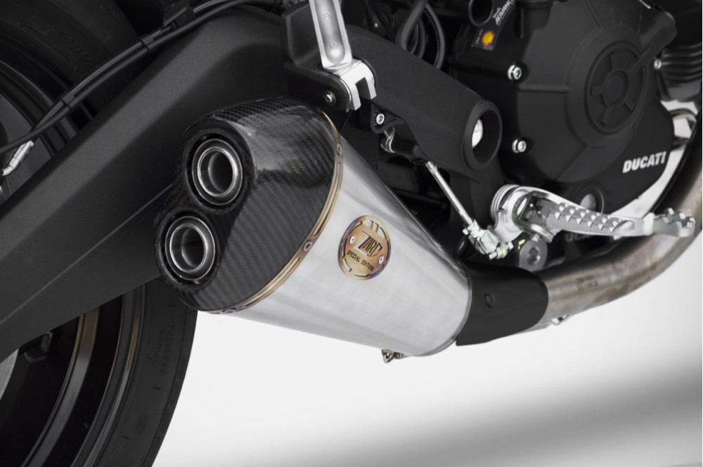 Slip-On Zard Racing Satinato Acciaio Inox Fondello In Carbonio per DUCATI MONSTER 797 2017-2019