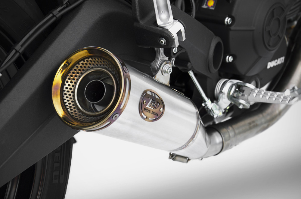 Slip-On Zard "ZUMA" Omologato Satinato Acciaio Inox Fondello Bronzato per DUCATI MONSTER 797 2017-2019
