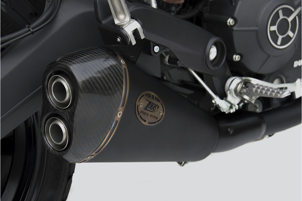 Slip-On Zard Acciaio Inox Nero Fondello in Carbonio Racing per DUCATI SCRAMBLER 800 2015-2016