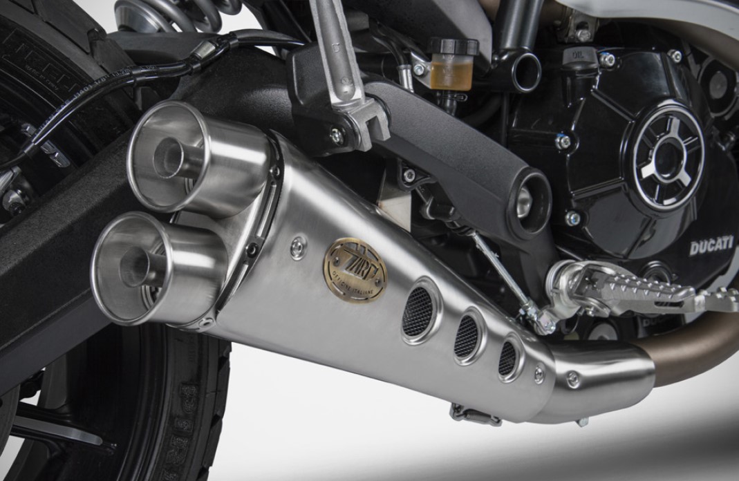 Slip-On Racing "SPECIAL EDITION" Zard Acciaio Inox satinato con paracalore per DUCATI SCRAMBLER 800 2015-2016