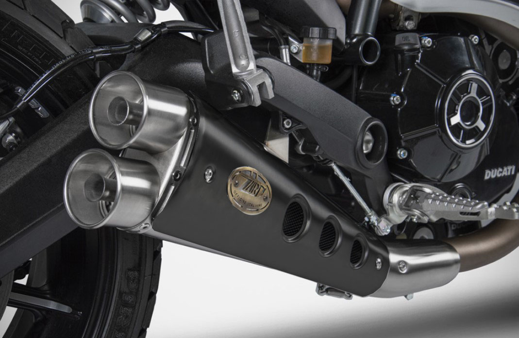Slip-On Racing "SPECIAL EDITION" Zard Acciaio Inox satinato con paracalore Nero per DUCATI SCRAMBLER 800 2015-2016