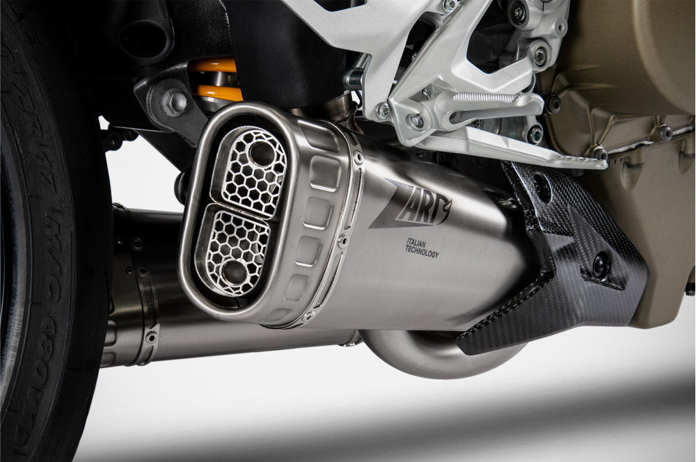 Slip-On Zard Acciaio Inox con Fodero e Fondello in Titanio e paracalore in carbonio per DUCATI STREETFIGHTER V4/S 2020-2022