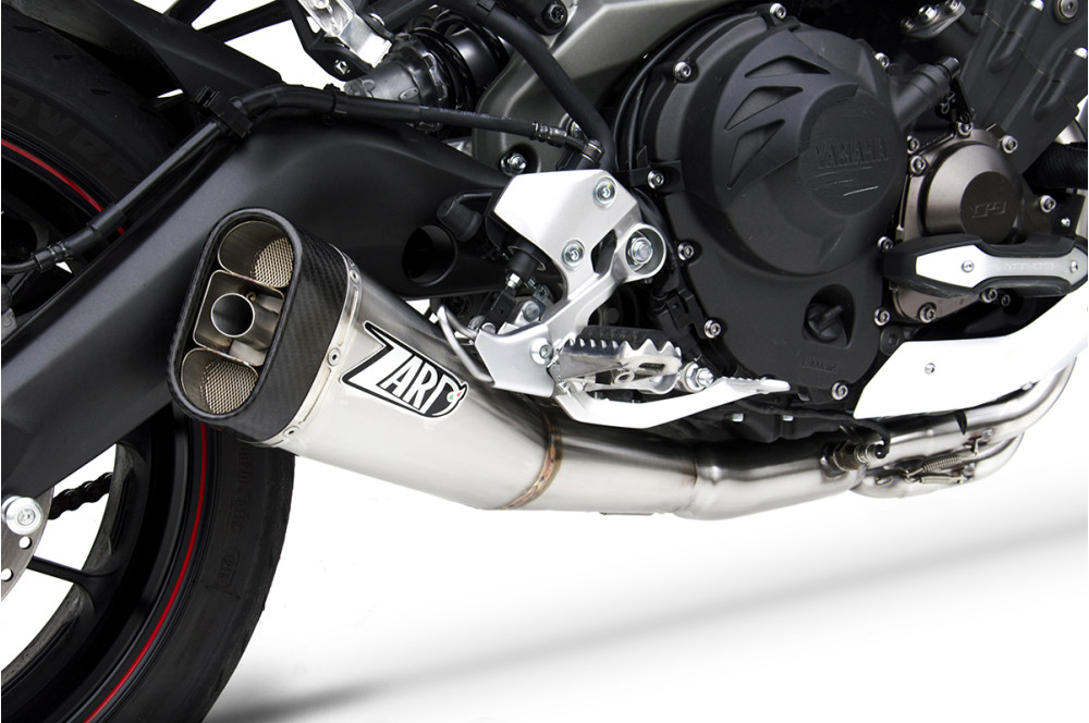Kit Completo Zard 2>1 Acciaio Inox Fondello Carbonio Racing Satinato per YAMAHA TRACER 900 2015-2016