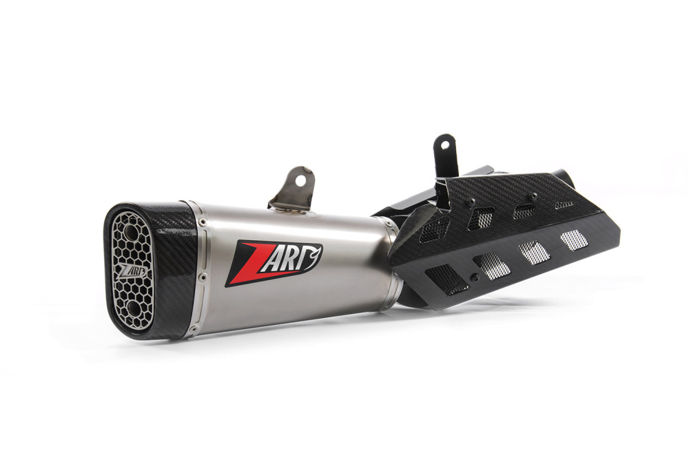 Slip-On Zard Omologato "SHORT" Acciaio Inox Fodero Titanio Fondello Carbonio per TRIUMPH STREET TRIPLE 765 2017-2019