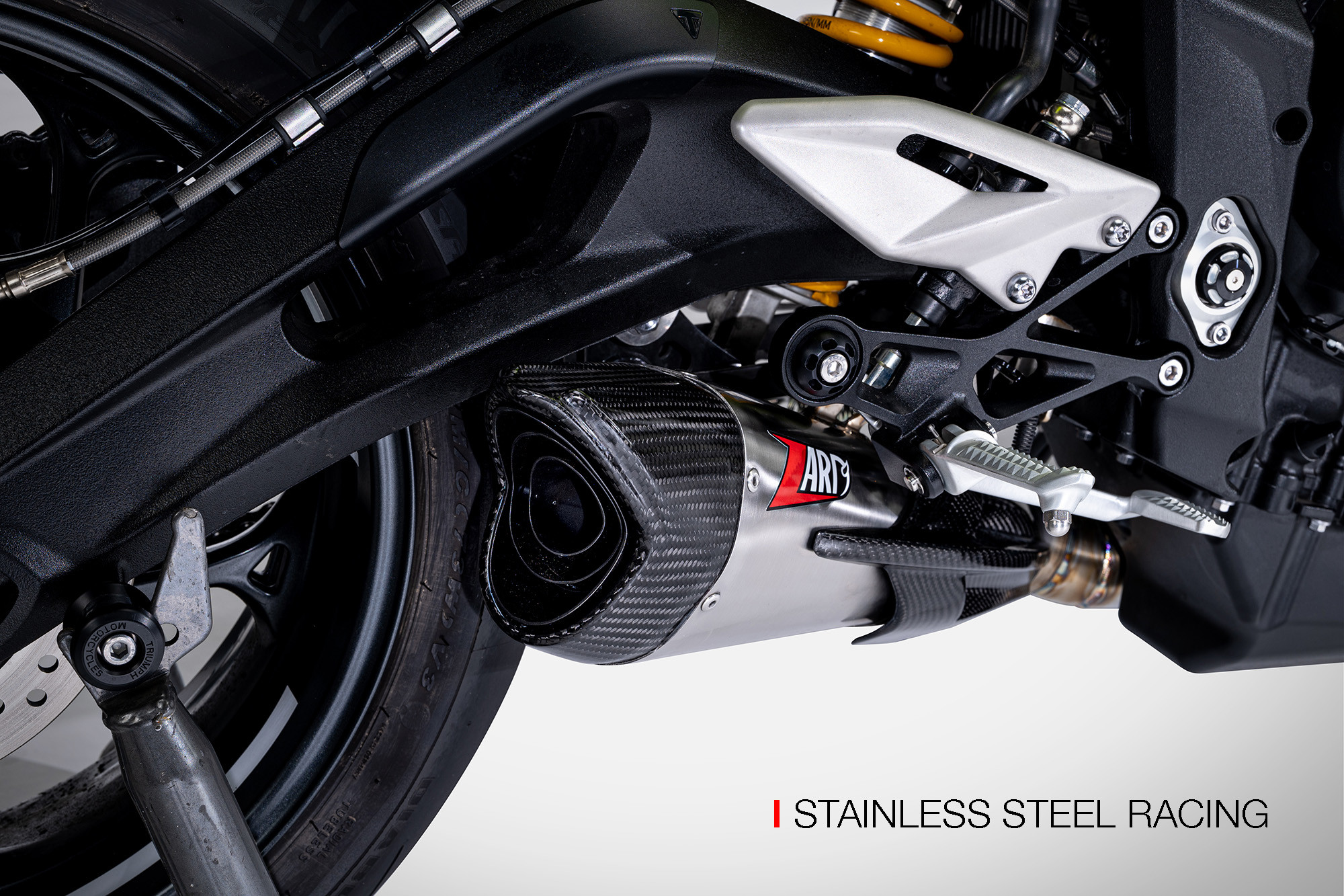 Kit Completo Zard 3>1 Acciaio Inox Fondello Carbonio Racing Satinato per TRIUMPH STREET TRIPLE 765 2023-2024