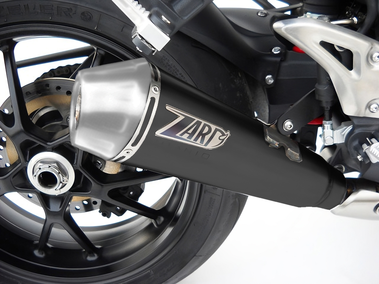 Slip-On Zard Acciaio Inox Fondello Inox Racing Nero per TRIUMPH SPEED TRIPLE 1050 2011-2013