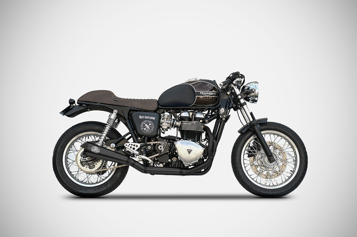 Kit Completo Zard 2>1 "BAD CHILD" Acciaio Inox Nero Racing per TRIUMPH THRUXTON 900 2001-2016