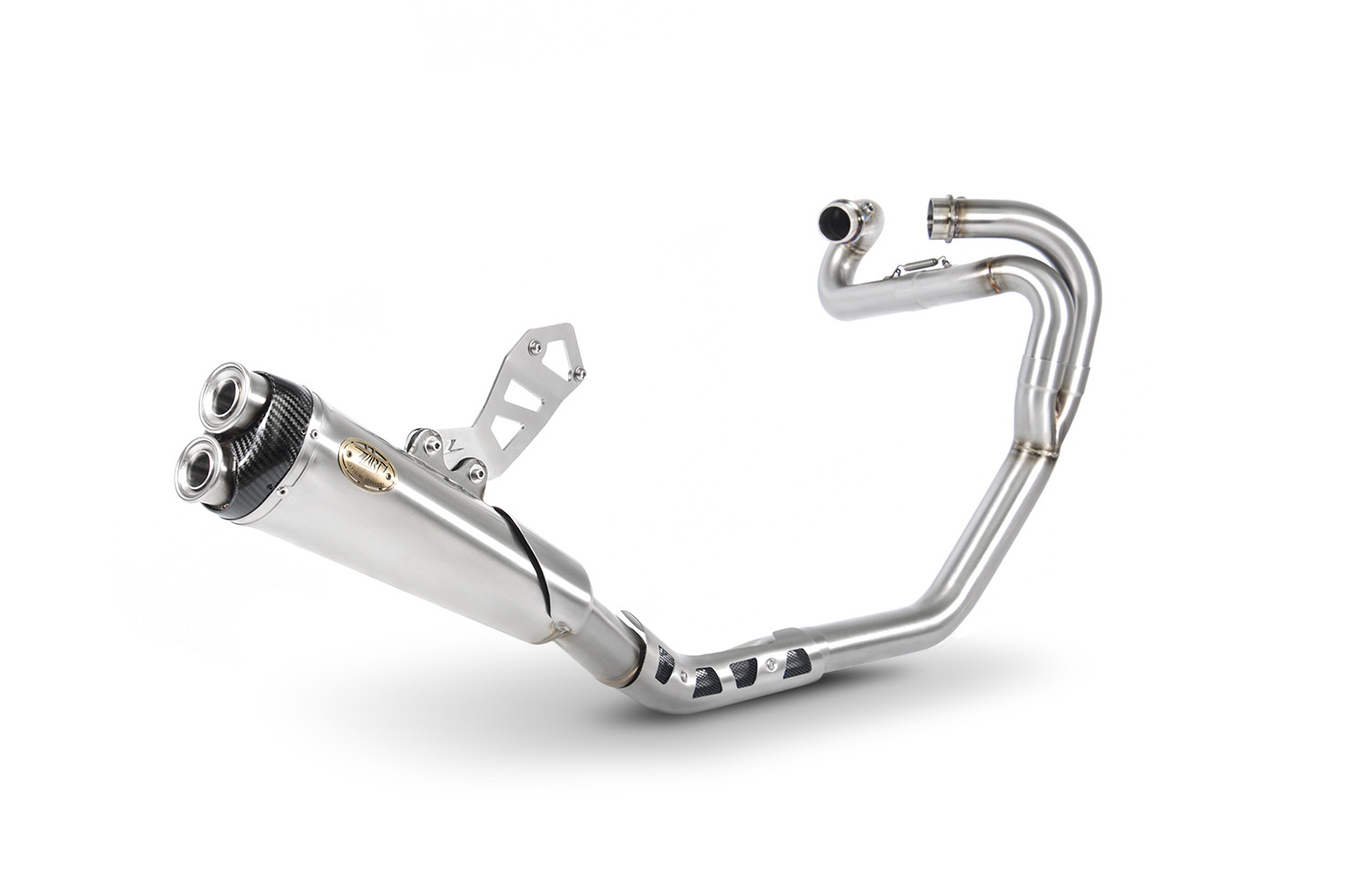 Kit Completo Zard 2>1 Acciaio Inox Racing Satinato Fondello Carbonio per TRIUMPH SCRAMBLER 1200 2021-2023