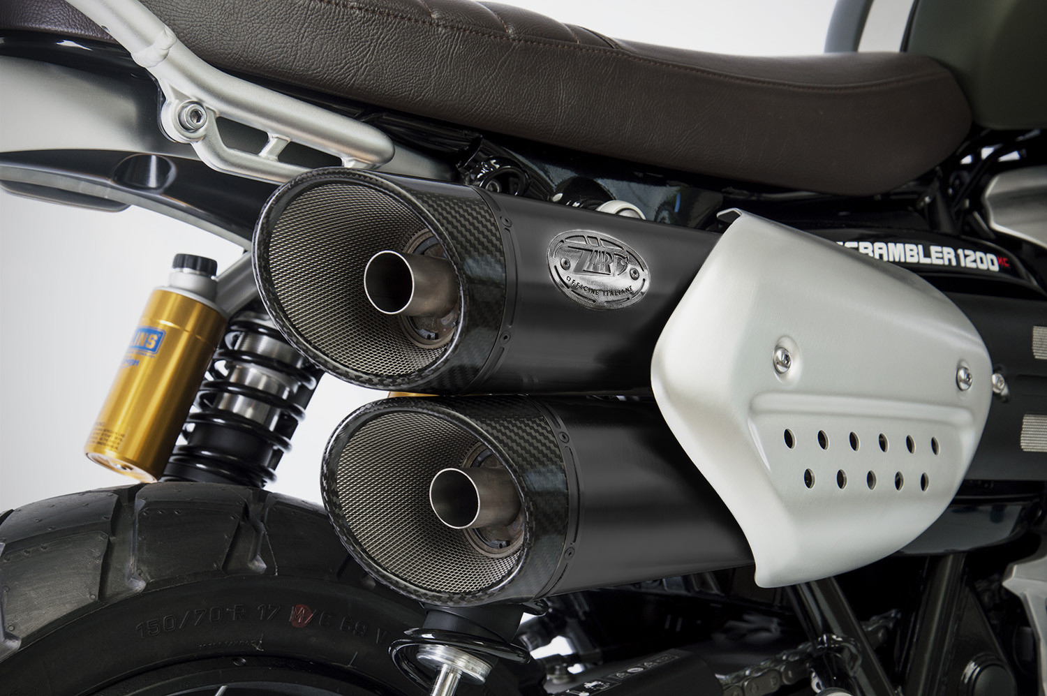 Slip-On Zard Acciaio Inox Fondello Carbonio Nero Racing per TRIUMPH SCRAMBLER 1200 2019-2020