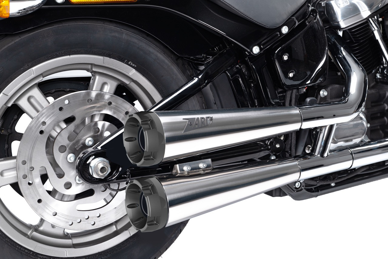 Slip-On Zard Acciaio Inox Lucidato Omologato con fondello alluminio per HARLEY DAVIDSON SOFTAIL M8 2016-2024