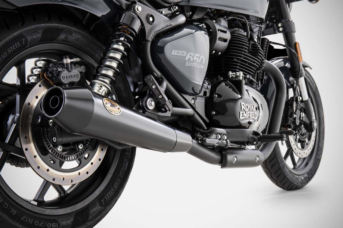 Slip-On Zard Acciaio Inox Nero Racing per ROYAL ENFIELD SHOTGUN 650 2024, Immagine 3