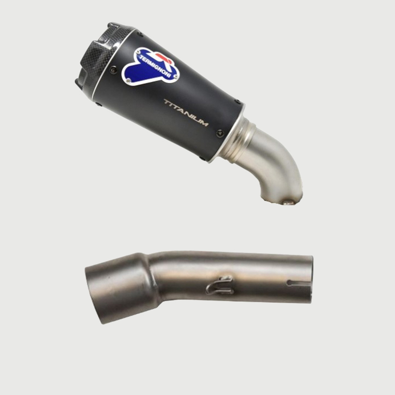 Kit Silenziatore Termignoni GP2R Racing in Titanio Nero con fondello in Carbonio e tubo di raccordo incluso per KAWASAKI NINJA 400 2018-2020