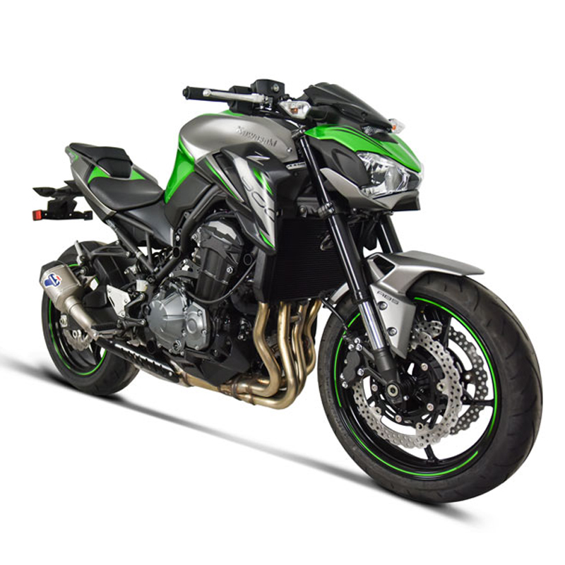 Kit Silenziatore Termignoni Relevance D70 Racing in Titanio con fondello in Carbonio con Tubo di Raccordo e Paracalore per KAWASAKI Z 900 2017-2020