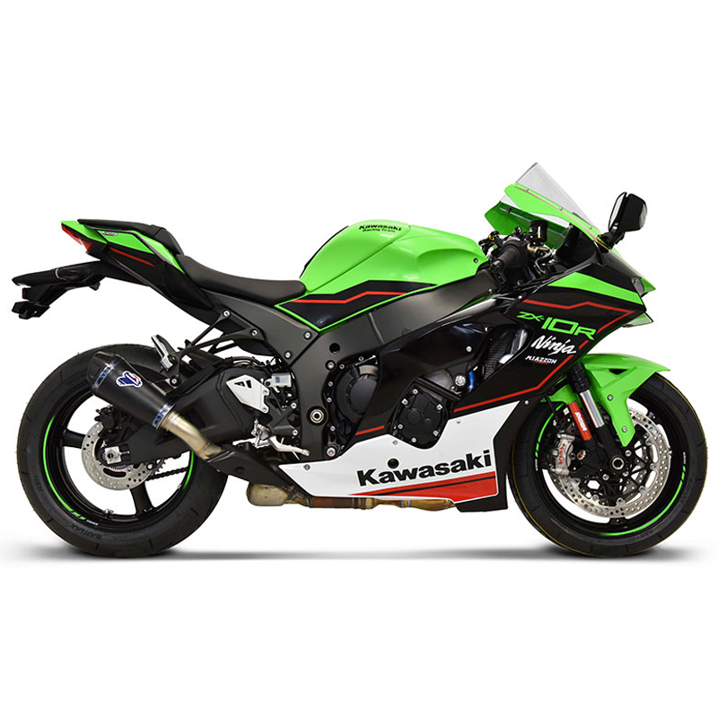 Kit Silenziatore Termignoni HEB Racing in Titanio Nero con fondello in Carbonio e tubo di raccordo incluso per KAWASAKI ZX 10 R/RR 2021-2024