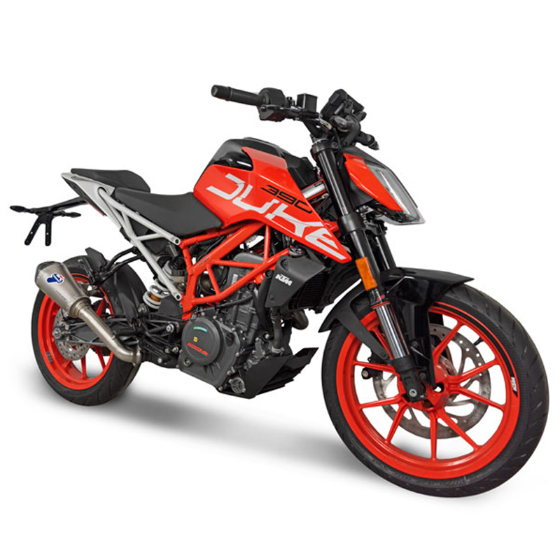 Kit Silenziatore Termignoni Racing in Titanio con fondello in carbonio e tubo di raccordo incluso per KTM DUKE 390 2017-2019