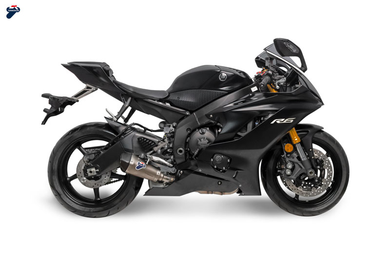 Kit Silenziatore Termignoni Racing in Titanio con Fondello in Carbonio con Tubo di Raccordo per YAMAHA YZF-R6 2017-2024