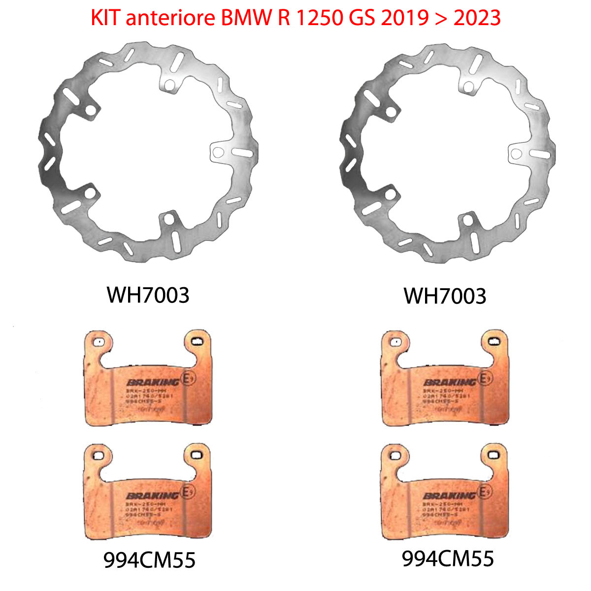 Kit Anteriore Dischi Wave Braking con Pastiglie per BMW R 1250 GS ADVENTURE 2019-2023