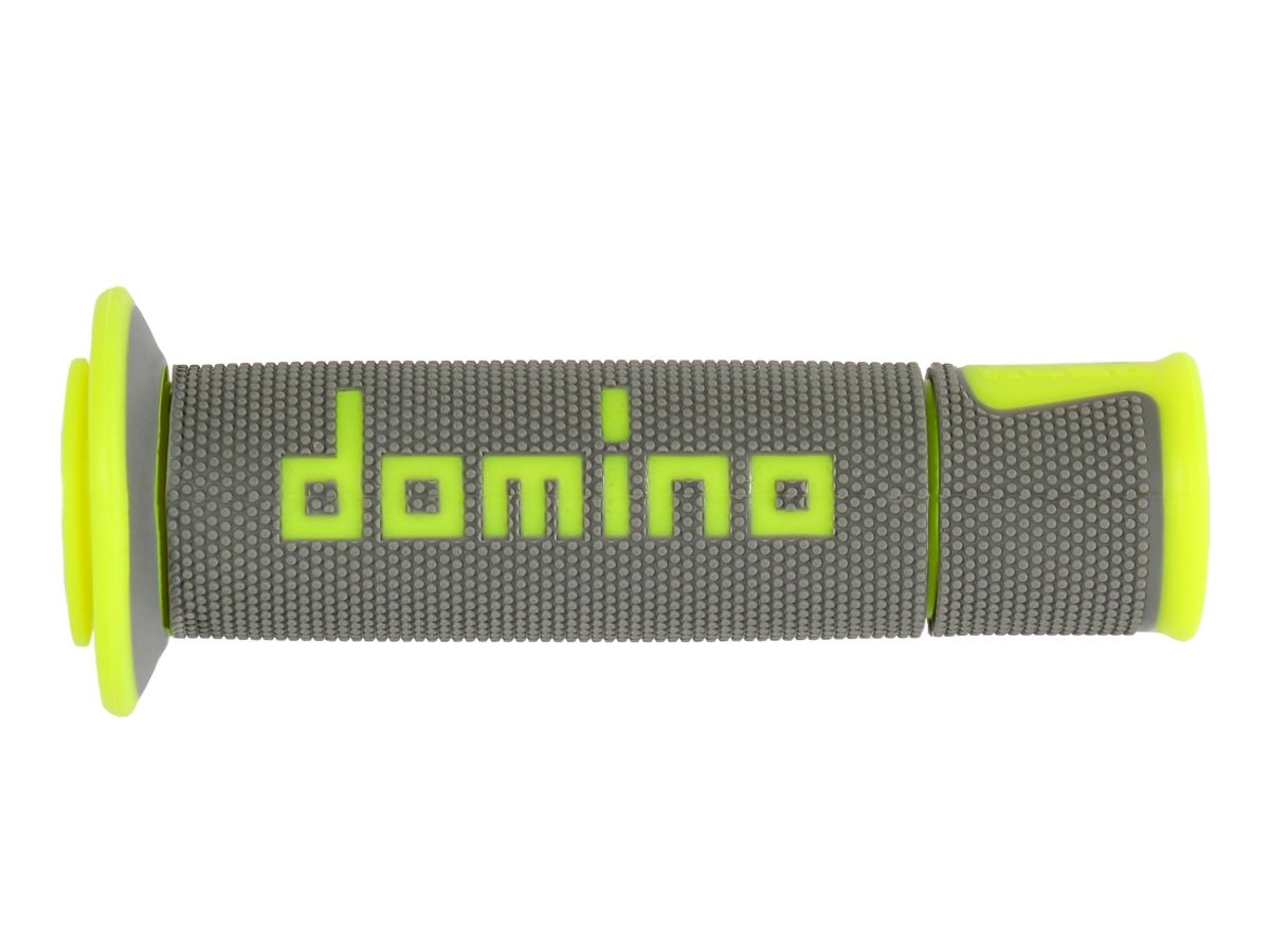 Manopole Domino Racing Grigio-Giallo Fluo Forate