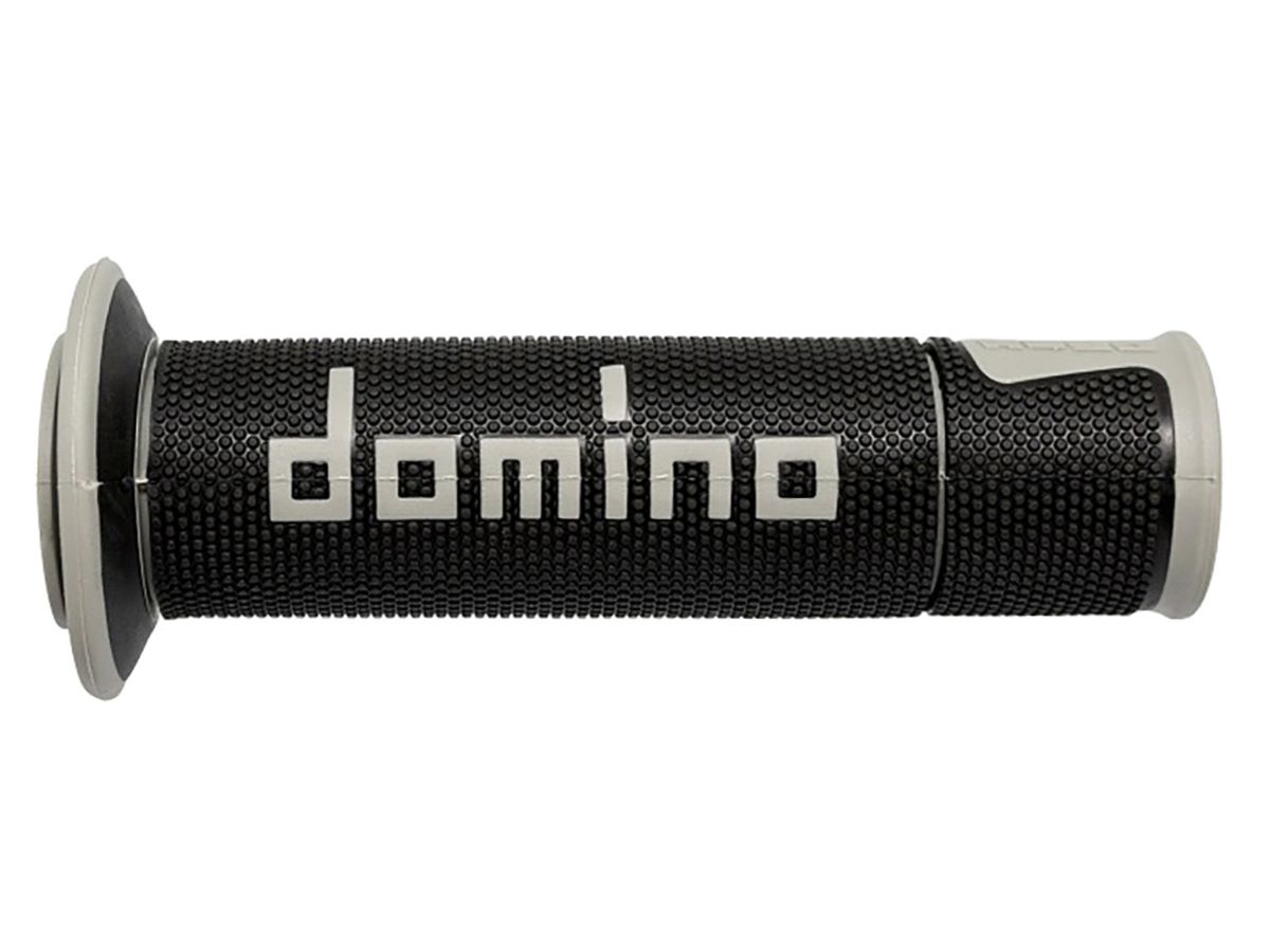Manopole Domino Racing Nero-Grigio Forate