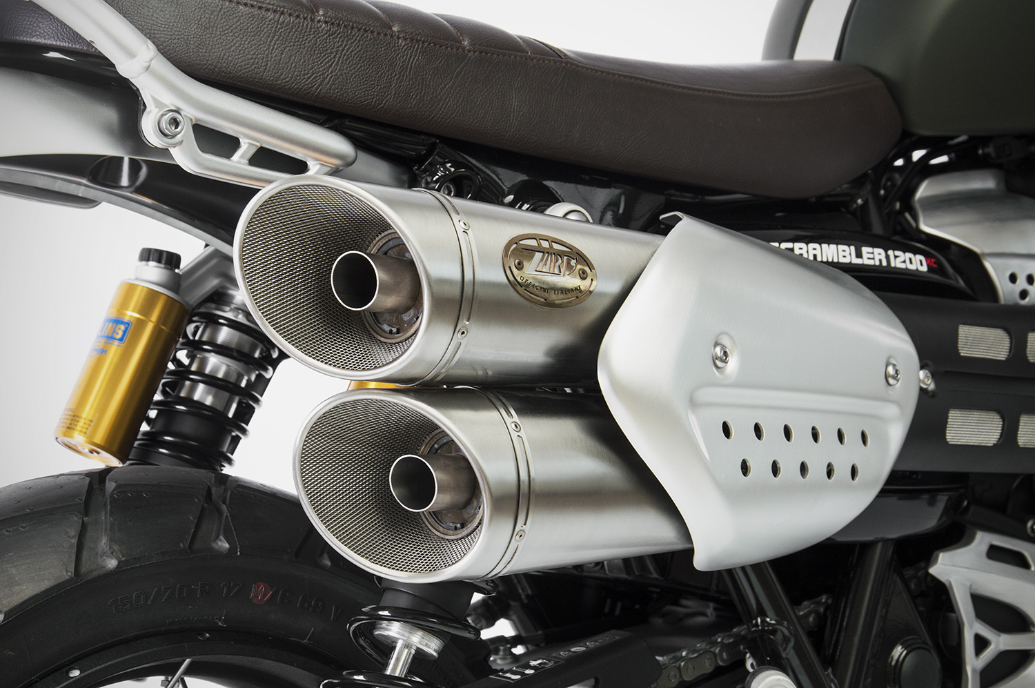 Slip-On Zard Acciaio Inox Satinato Racing Fondello Acciaio per TRIUMPH SCRAMBLER 1200 2024-2025