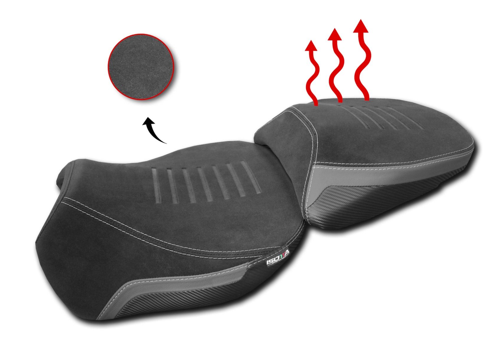 Sella posteriore comfort riscaldata Triple Black Isotta per DUCATI MULTISTRADA V4 PIKES PEAK 2022-2025