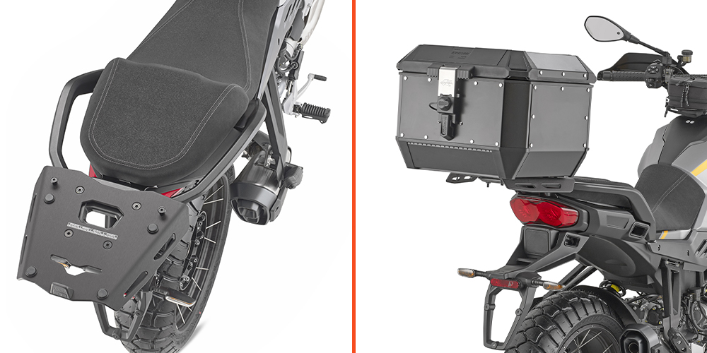 Attacco posteriore in alluminio anodizzato specifico per bauletto MONOKEY per MOTO GUZZI STELVIO V100 2024-2025