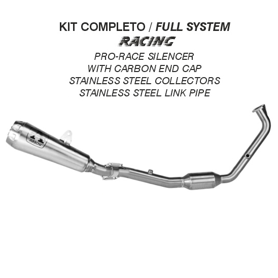 Scarico completo racing Arrow con terminale Pro-Race Nichrom fondello acciaio per YAMAHA MT 125 2025-2026