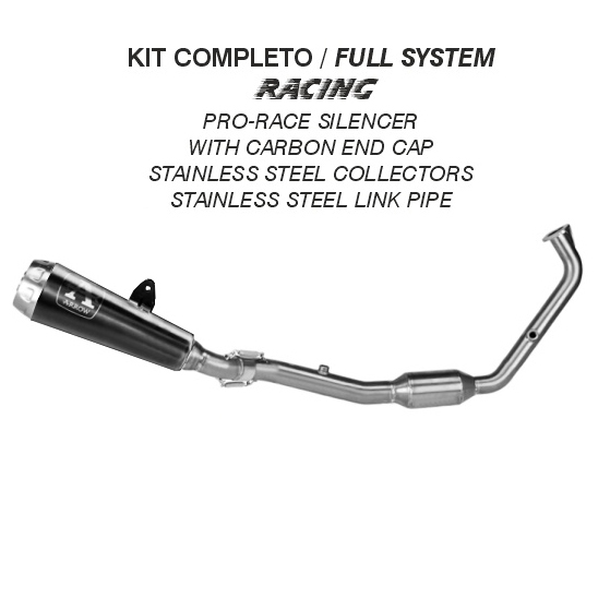 Scarico completo racing Arrow con terminale Pro-Race Nichrom Dark fondello acciaio per YAMAHA MT 125 2025-2026