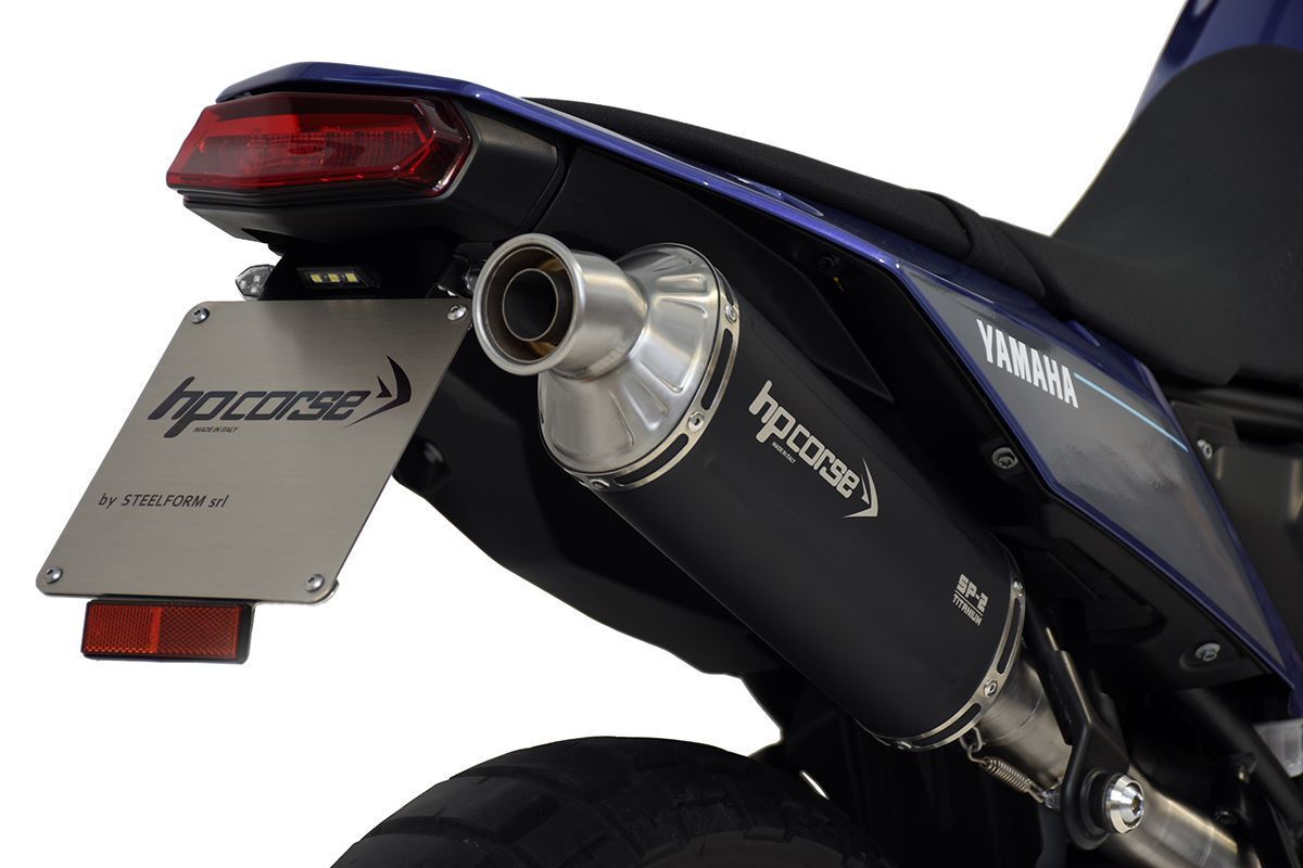 Silenziatore omologato HP Corse SP-2 Short Black Titanium Passaggio Alto per YAMAHA TENERE' 700 2019-2025
