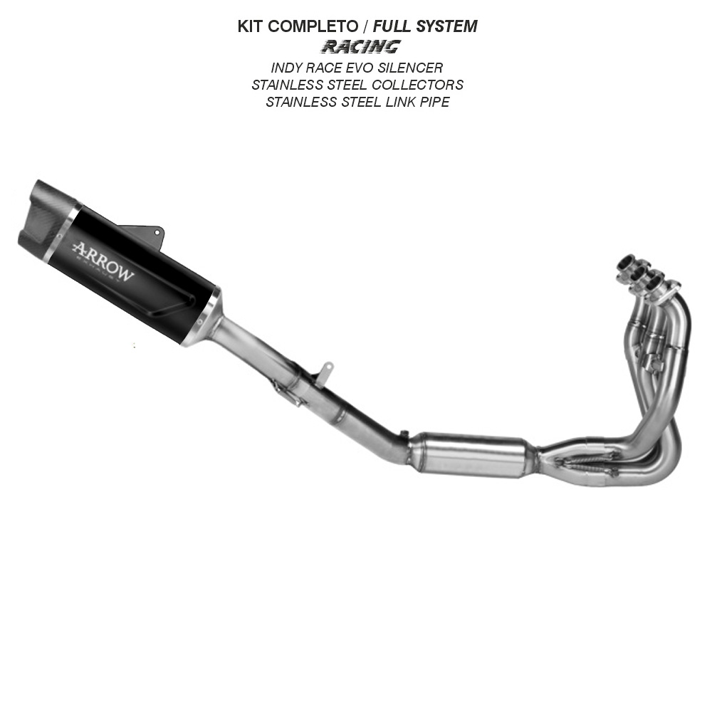 Scarico completo Arrow con terminale racing Arrow Indy-Race Evo Alluminio Dark fondello carbonio per TRIUMPH STREET TRIPLE 765 RX 2026
